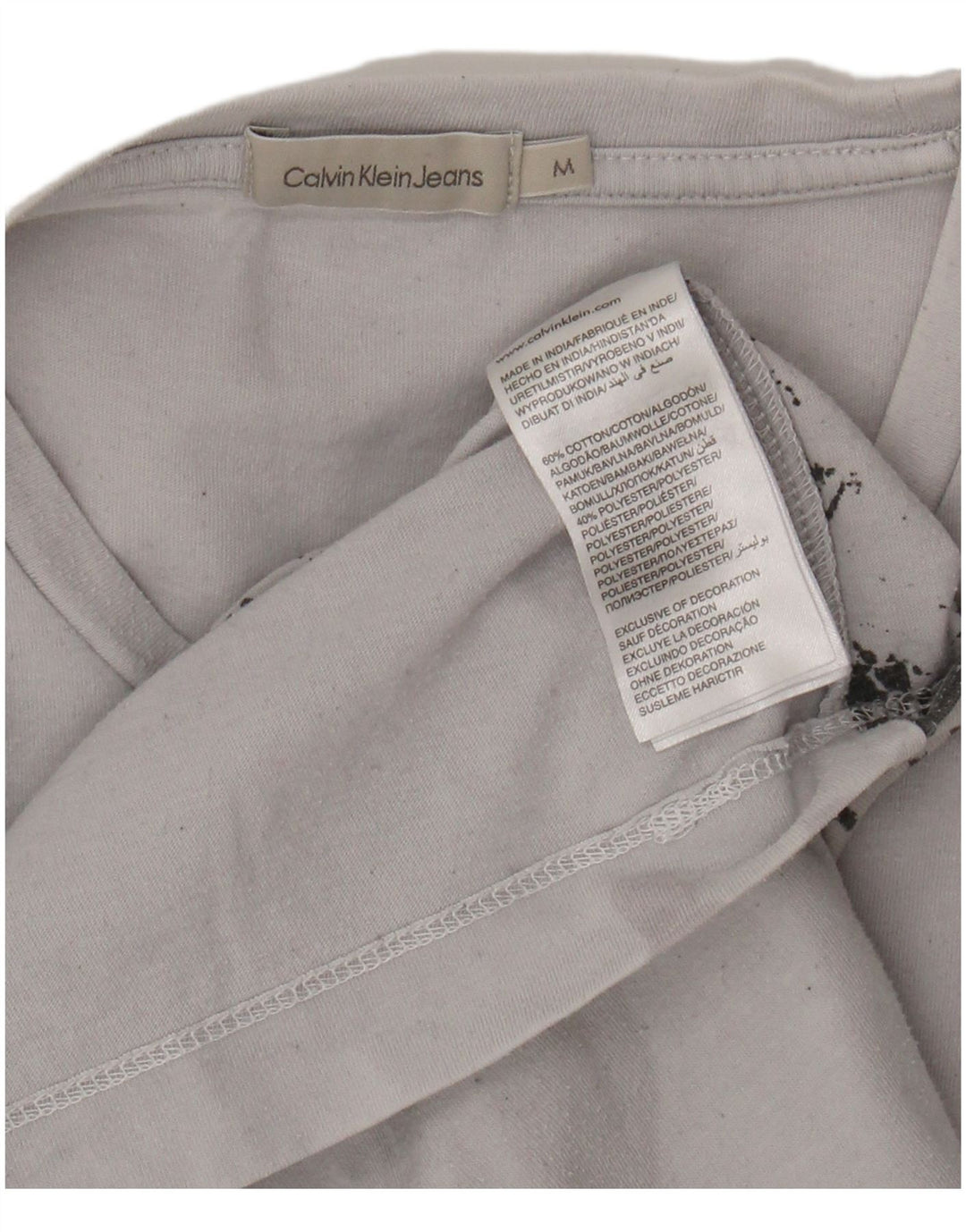 CALVIN KLEIN JEANS Mens Graphic T-Shirt Top Medium Grey Cotton