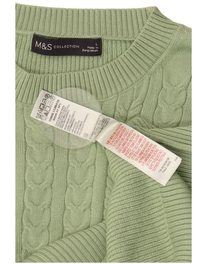 MARKS & SPENCER Womens Crew Neck Jumper Sweater UK 16 Large Green Viscose