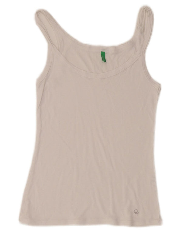 Benetton Dame Cami Top UK 10 Small White Bomuld