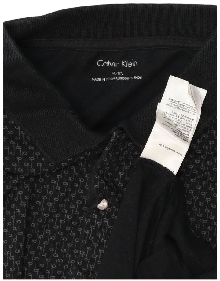 CALVIN KLEIN Herre grafisk poloshirt XL sort bomuld