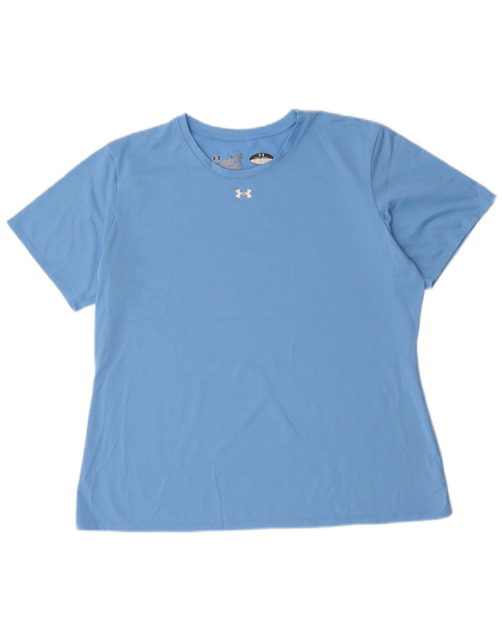 UNDER ARMOUR Dame Heat Gear T-Shirt Top UK 18 XL Blå Polyester