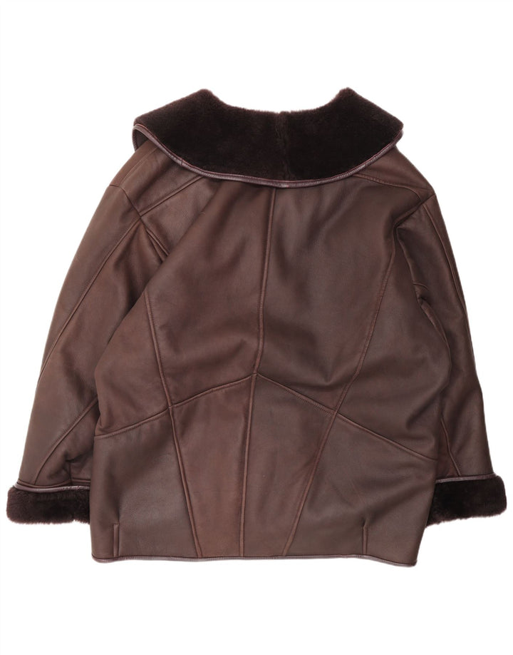 Vintage dame shearling jakke UK 22 3XL rødbrun