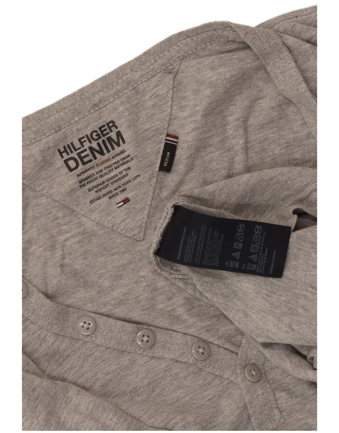 Tommy Hilfiger Dame Top Langærmet UK 14 Medium Grå Bomuld