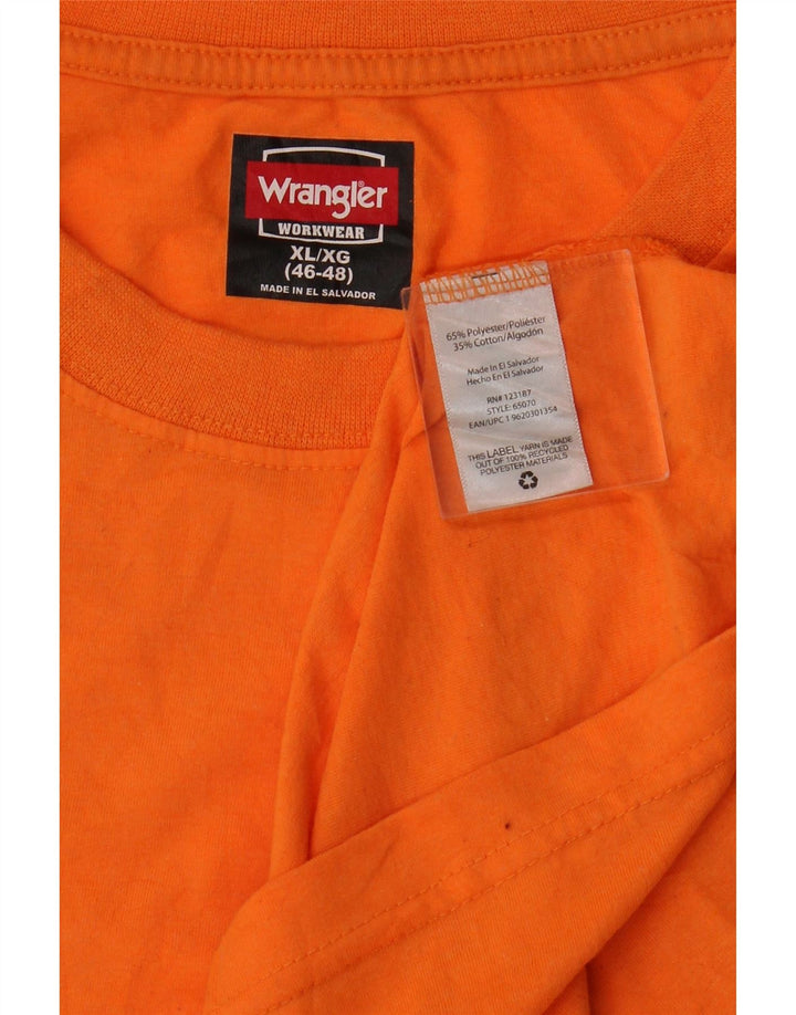 WRANGLER Mens T-Shirt Top UK 46/48 XL Orange Polyester