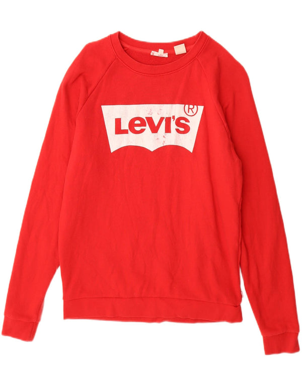Levi's Womens Graphic Oversized Sweatshirt Jumper UK 6 XS Red Cotton