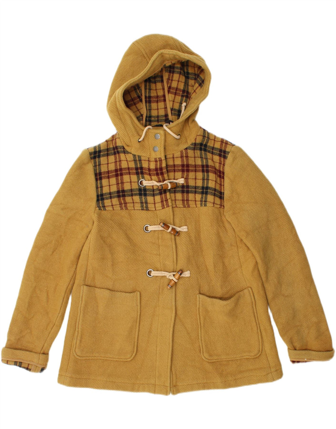 Topshop Dame Hætte Duffle Jacket UK 10 Lille gul ternet uld