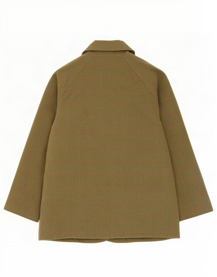 Rydale Herre Windbreaker Coat UK 36 Small Khaki Check Wool