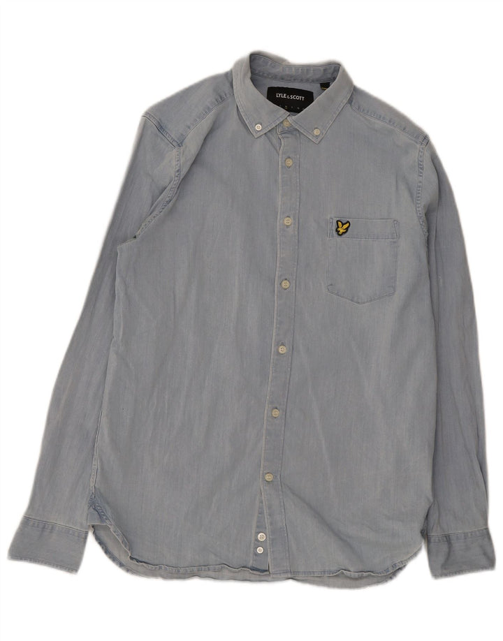 Lyle & Scott herreskjorte mellemblå bomuld