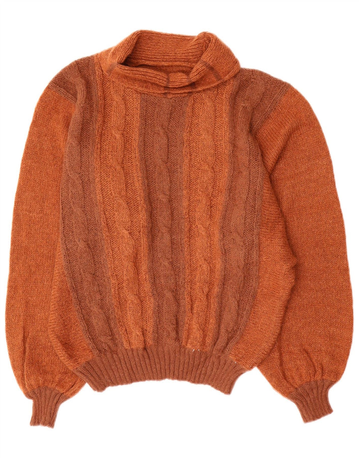 Vintage Dame rullehals sweater IT 46 Stor brun farveblok