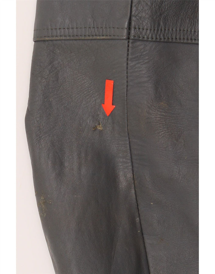 VINTAGE Mens Leather Jacket IT 48 Medium Grey Vintage Vintage and Second-Hand Vintage from Messina Hembry 