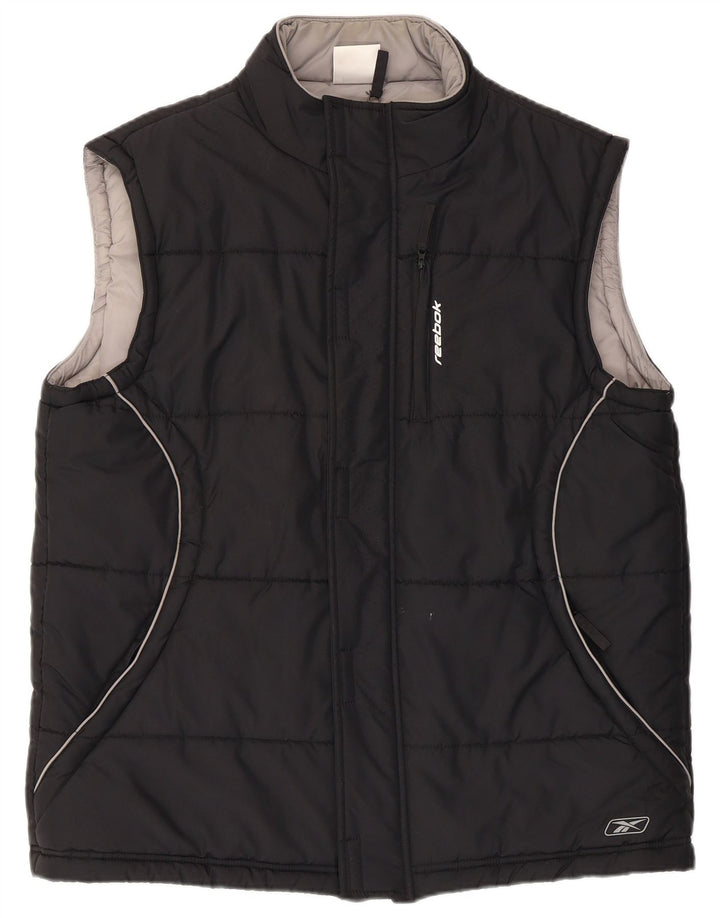REEBOK Herre polstret Gilet UK 40 Stor sort polyester