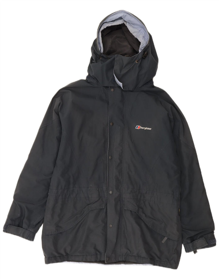 BERKELEY Womens Hooded Windbreaker Jacket UK 14 Large Navy Blue Polyester