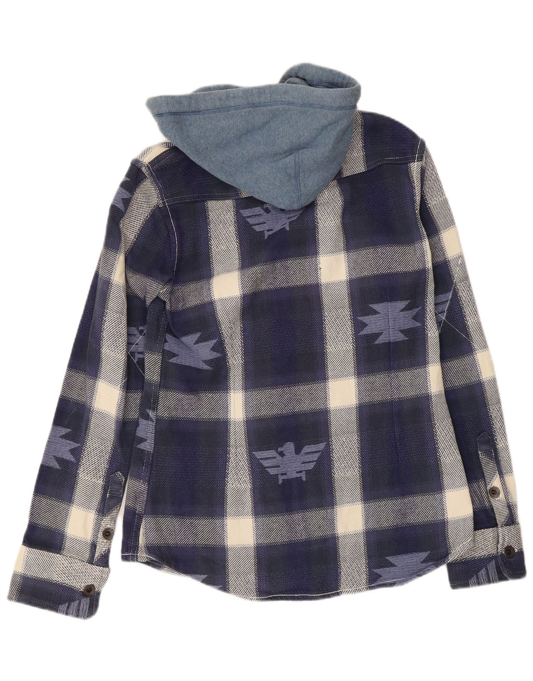Superdry Lumberjack Flanelskjorte med hætte til mænd Medium Blue Plaid Aztec