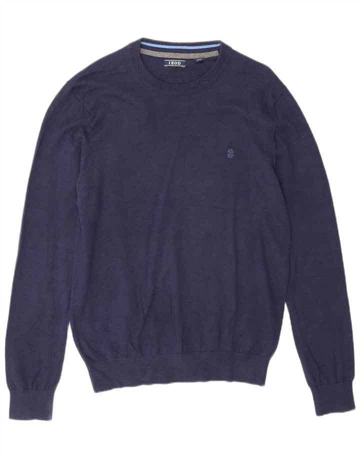 Izod Herre Crew Neck Jumper Sweater Medium Navy Blue Bomuld