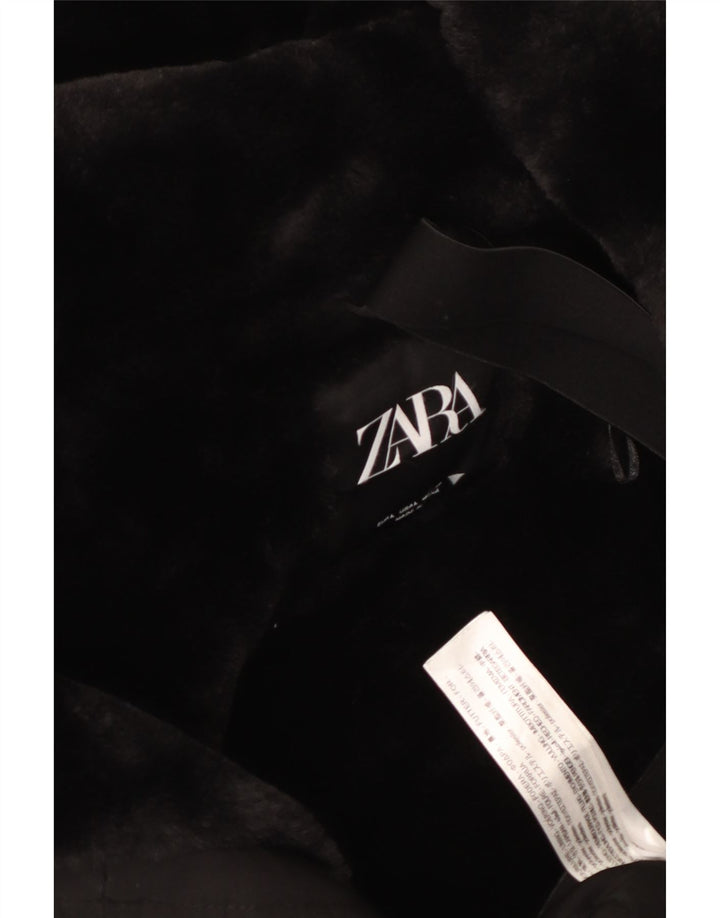 Zara Dame Hætte Polstret Frakke UK 16 Stor Sort Polyester
