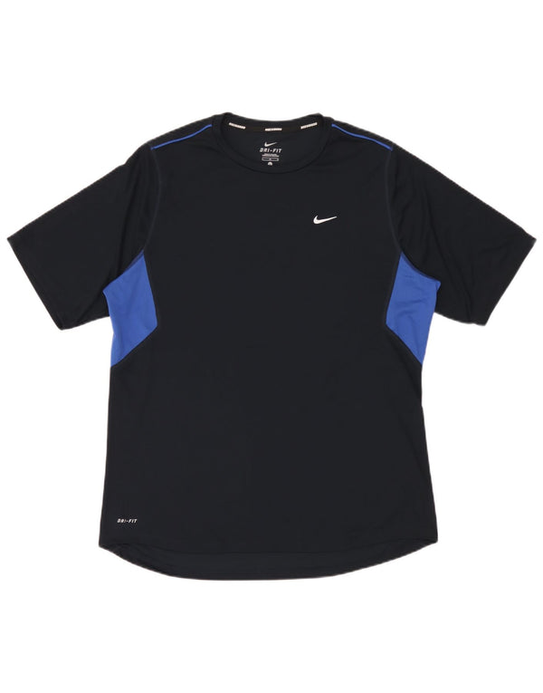 Nike Dri Fit T-shirt top til mænd, stor marineblå farveblok