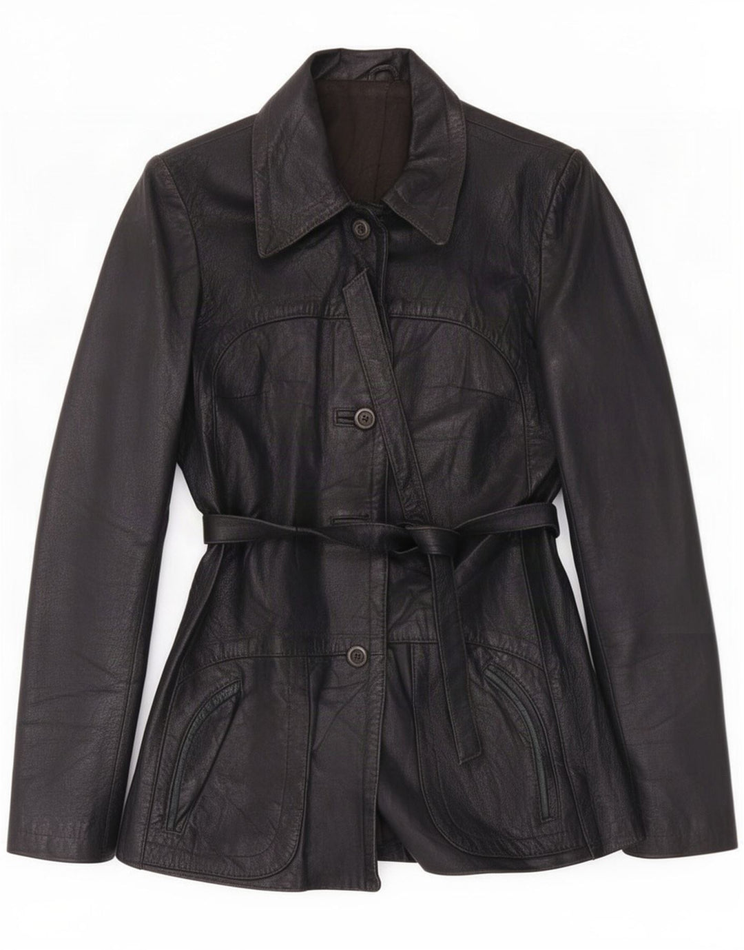 Vintage Dame Læderjakke UK 8 Small Black