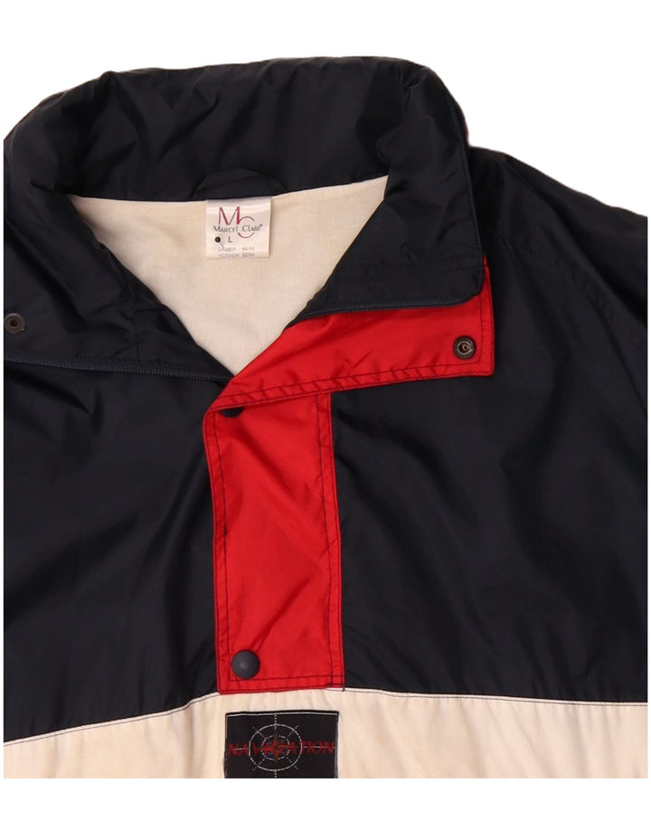 Marcel Clair Herre Anorak Jacket UK 40 Large Navy Blue Colourblock Polyamid
