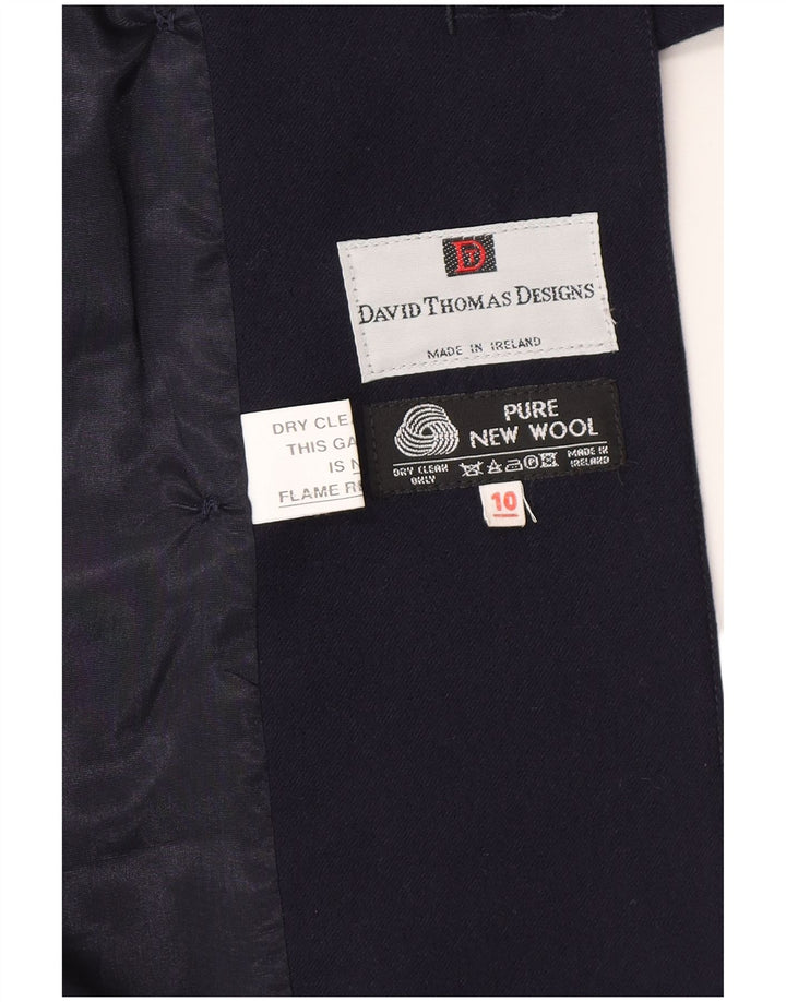 Vintage Dame Dobbeltradet Blazer Jacket UK 10 Small Navy Blue