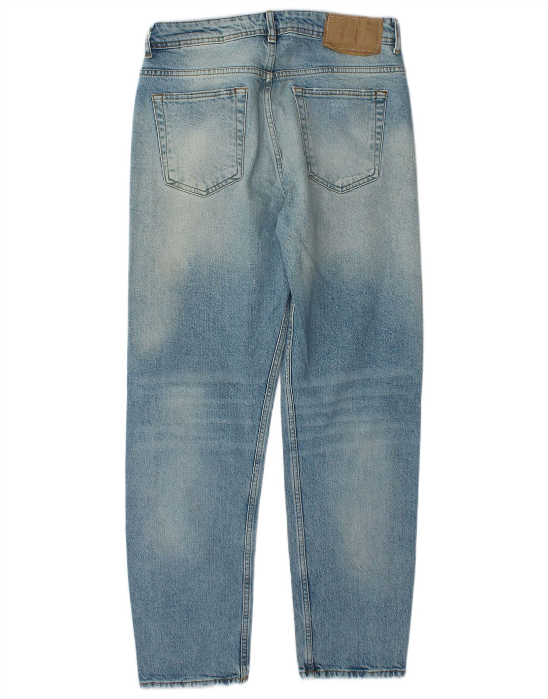 Zara Herre Distressed Straight Jeans EU 40 Medium W31 L29 Blå Bomuld