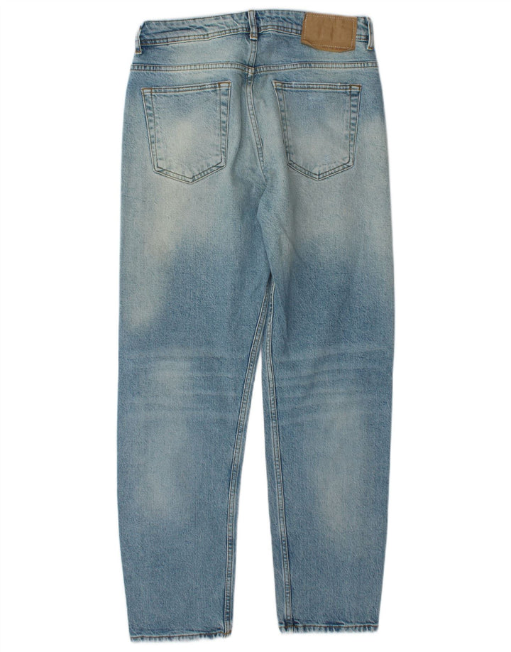 Zara Herre Distressed Straight Jeans EU 40 Medium W31 L29 Blå Bomuld