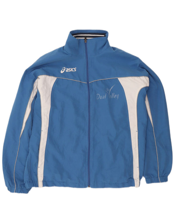 Asics Mens Graphic Tracksuit Top Jacket Medium Blue Colourblock Polyester