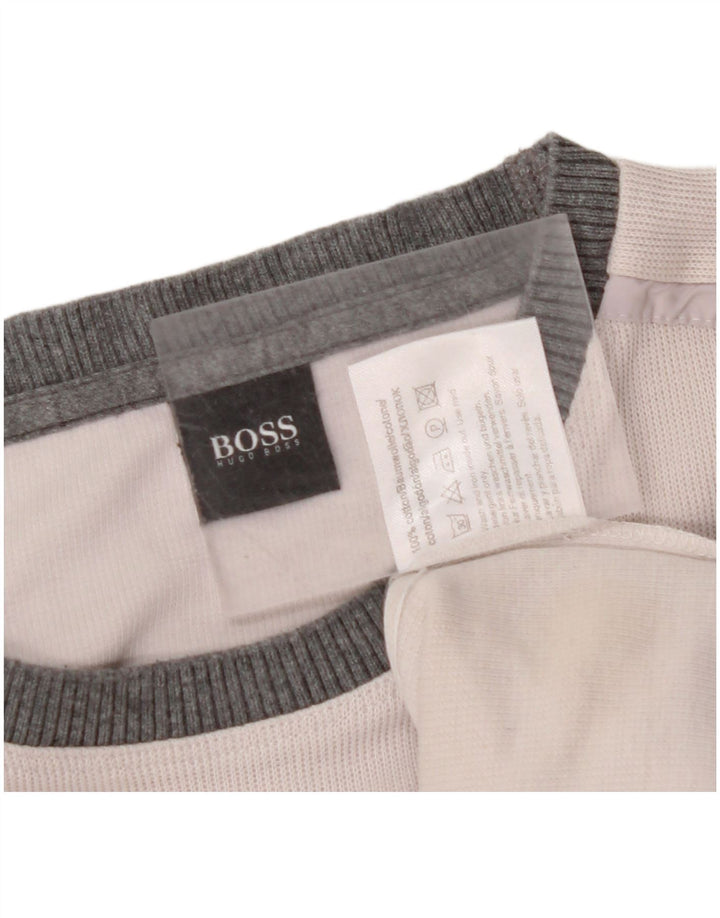 HUGO BOSS Herre Top Langærmet XL Off White Colourblock Bomuld
