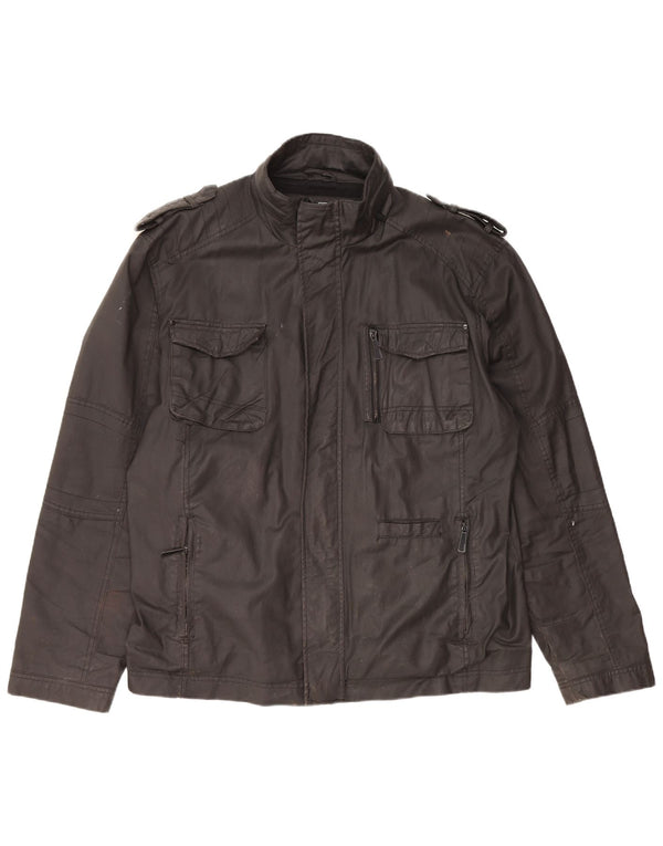 Vintage Herre Military Jacket UK 42 XL Sort Bomuld