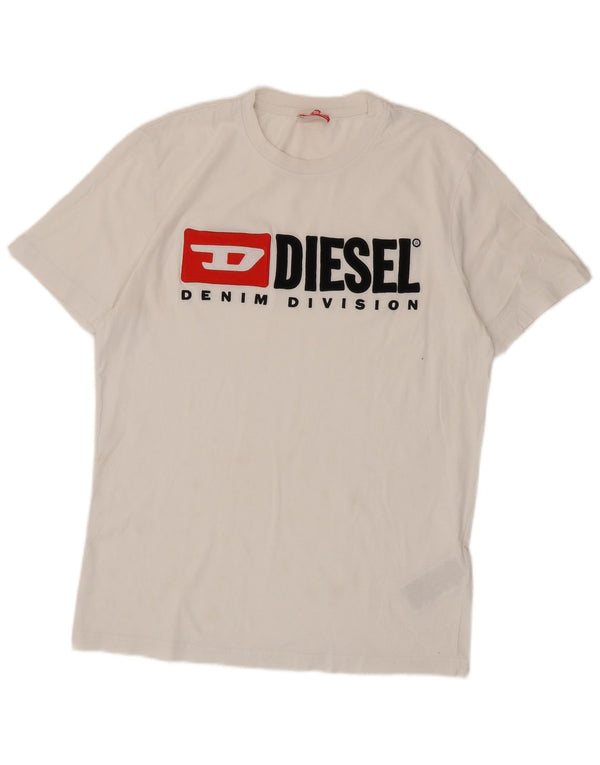 Diesel Herre Grafisk T-Shirt Top XL Hvid Bomuld