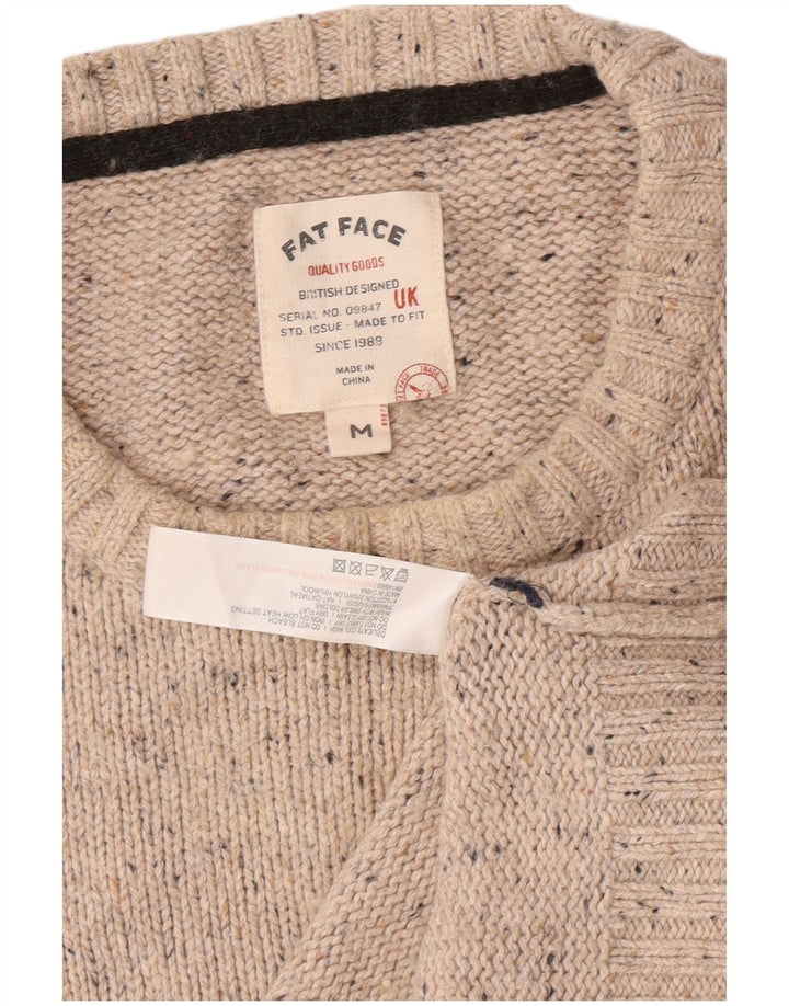 Fedt ansigt til mænd med rund hals sweater Medium Beige Flecked Bomuld