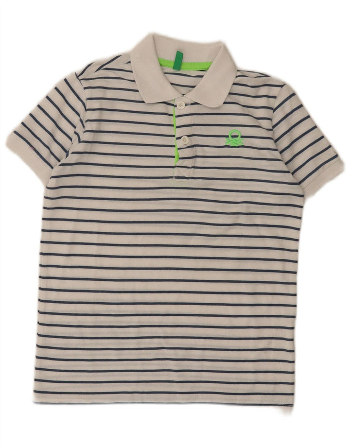 Benetton Boys Polo Shirt 8-9 År Stor Hvidstribet Polyester