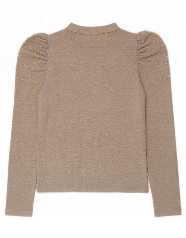 Zara Dametop Langærmet UK 12 Medium Beige Flecked