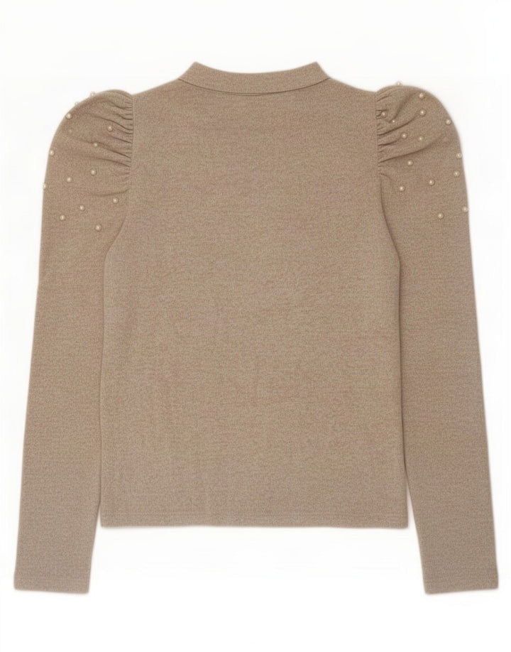 Zara Dametop Langærmet UK 12 Medium Beige Flecked