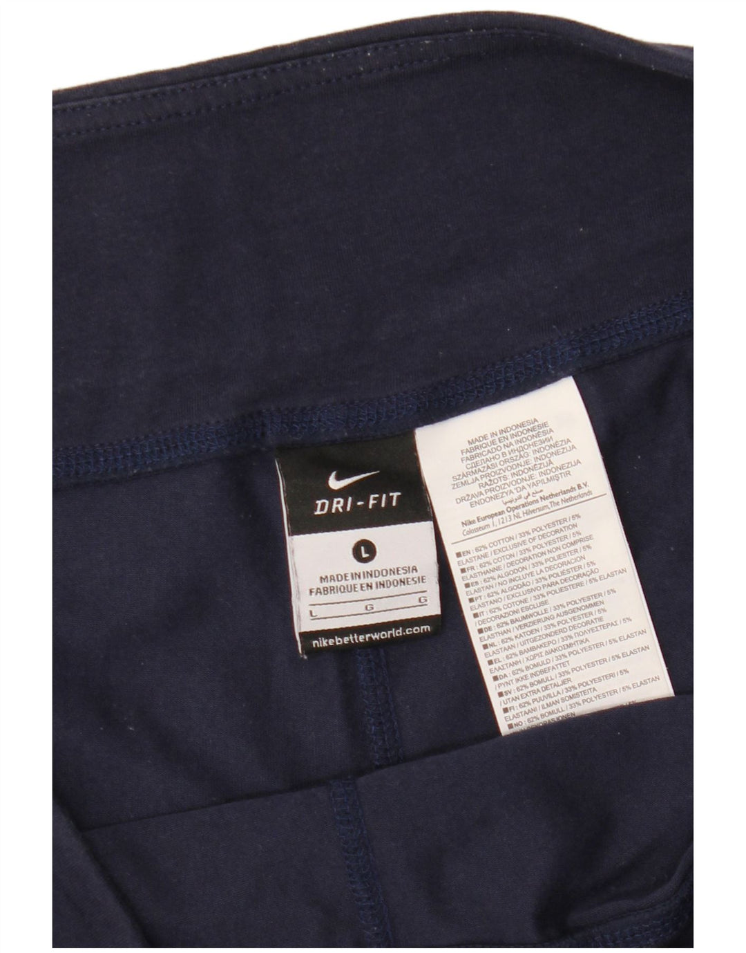 NIKE Dri Fit grafiske Bermuda sportsshorts til kvinder UK 16 Large Navy Blue