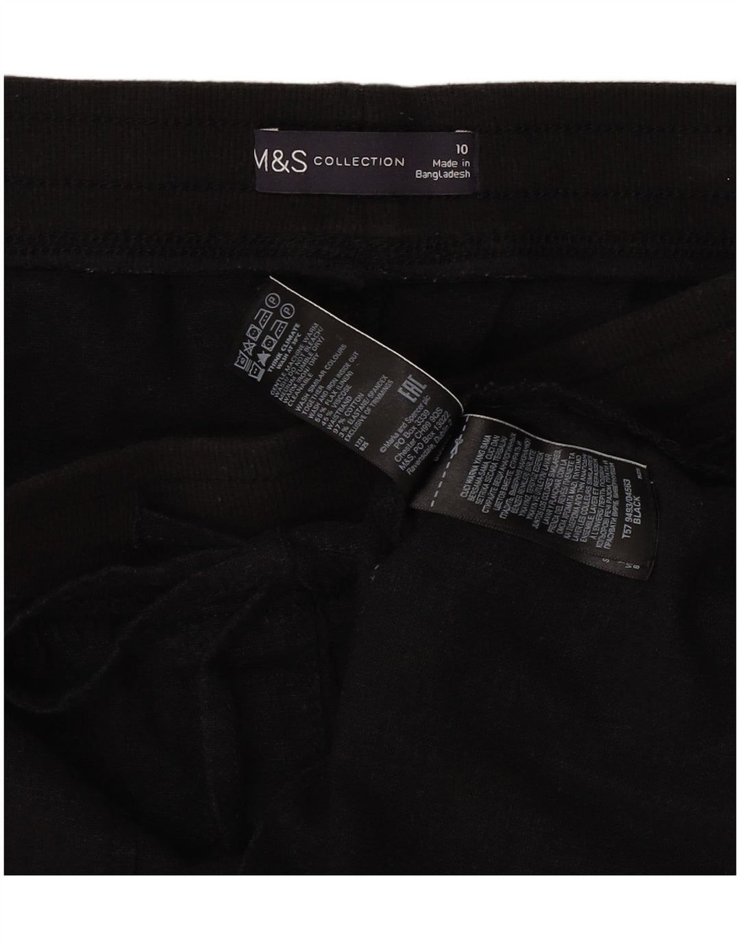 Marks & Spencer Midi-nederdel til kvinder UK 10 Small W30 Black Linen