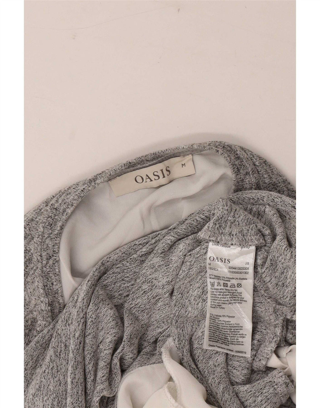 Oasis Dame Top Langærmet UK 12 Medium Grey Flecked Viscose
