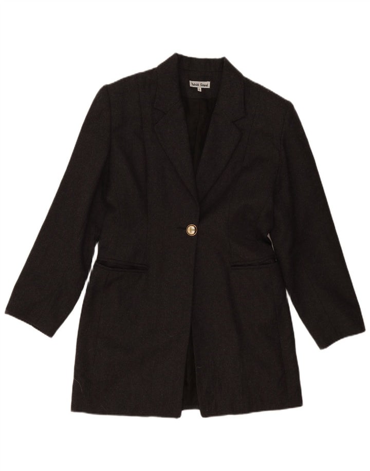 Vintage dame Longline 1-knap blazerjakke US 2 XS grå uld