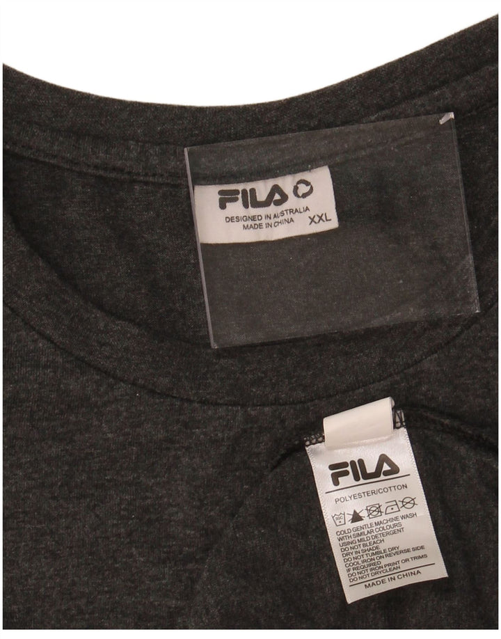 FILA Mens Graphic T-Shirt Top 2XL Grey Cotton