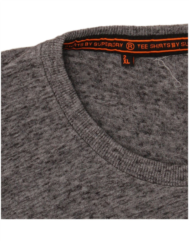 SUPERDRY Herre grafisk T-shirt Top 2XL Grå Flecked