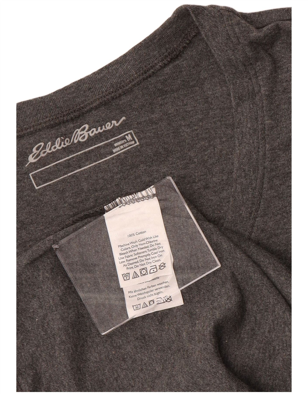 EDDIE BAUER Dame Top 3/4 ærmer UK 12 Medium Grå Bomuld
