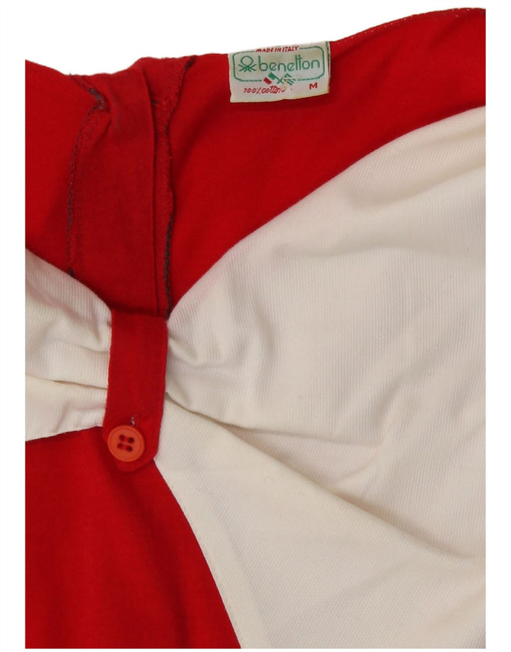 Benetton Damebluse Top UK 14 Medium Rød Colourblock