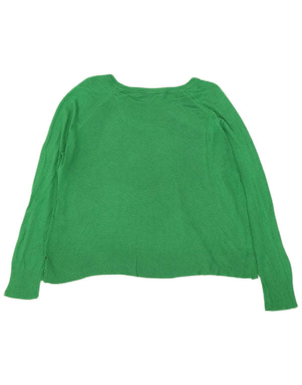 Zara Dame Oversized Boat Neck Jumper Sweater UK 14 Medium Green Viscose