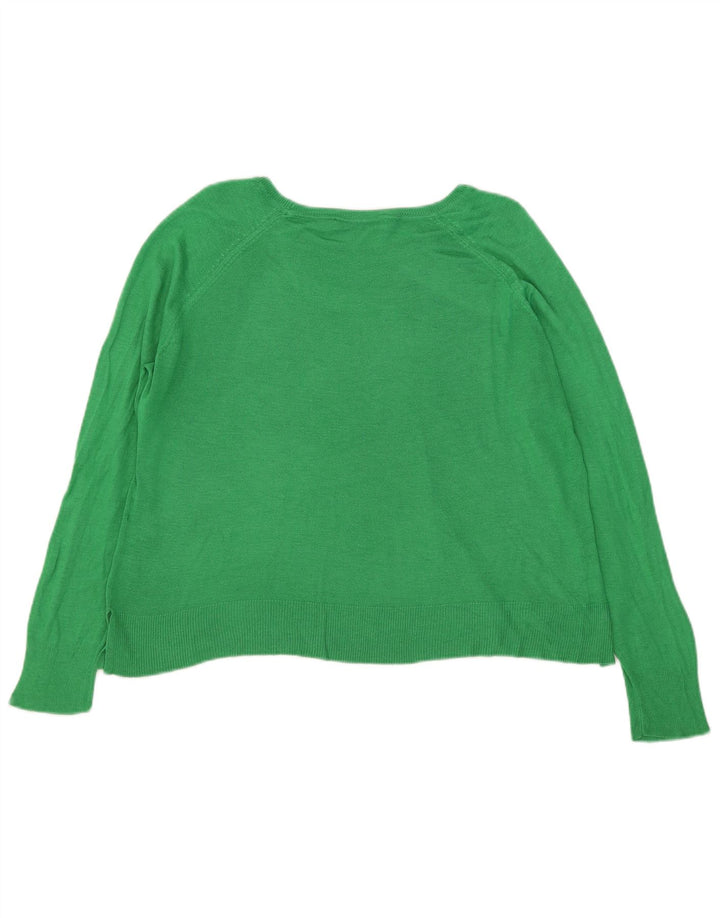 Zara Dame Oversized Boat Neck Jumper Sweater UK 14 Medium Green Viscose