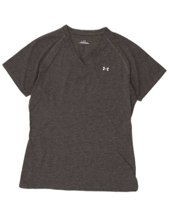 UNDER ARMOUR Dame T-Shirt Top UK 12 Medium Grå Polyester