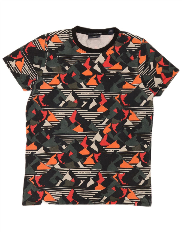Scotch & Soda herre T-shirt Top Stor flerfarvet geometrisk bomuld