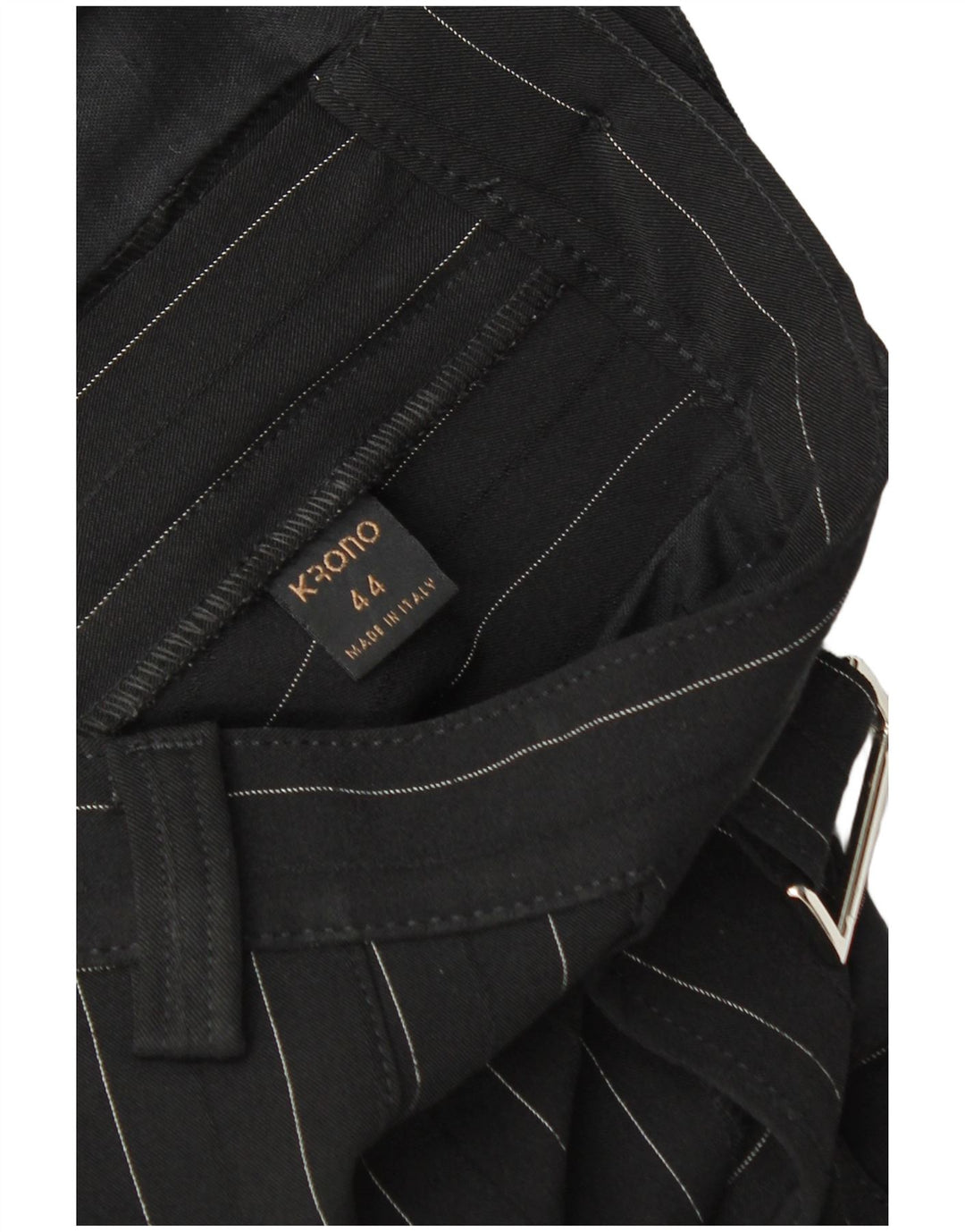 VINTAGE Lige Chinobukser til kvinder IT 44 Medium W30 L32 Sortstribet