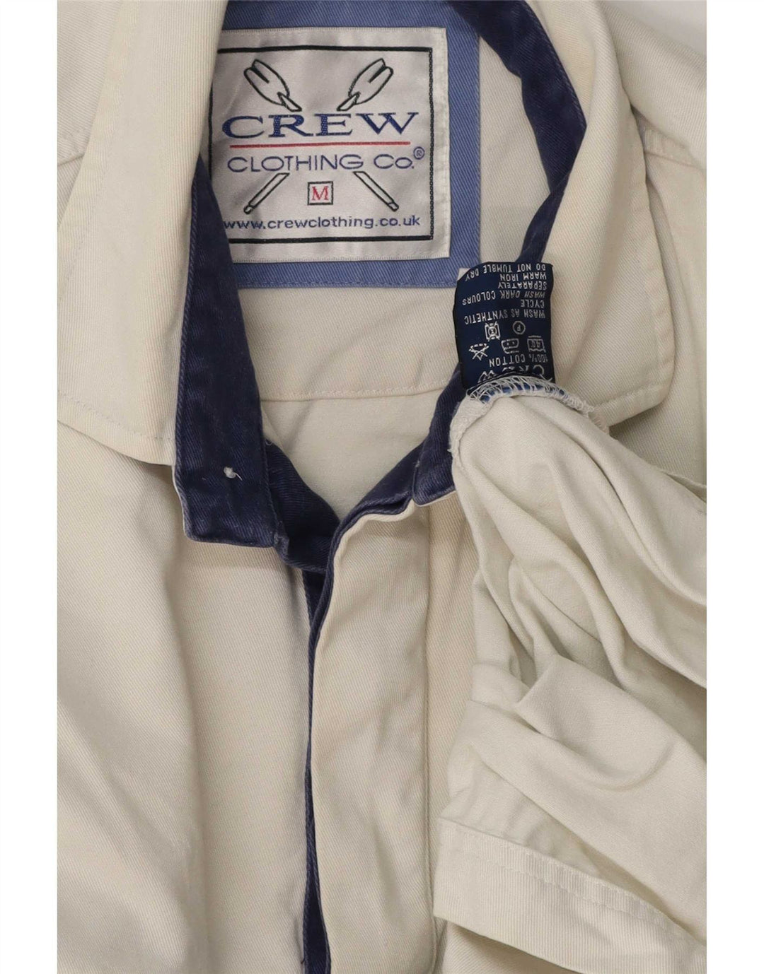 Crew Clothing Herre Pullover Shirt Medium hvid stribet bomuld