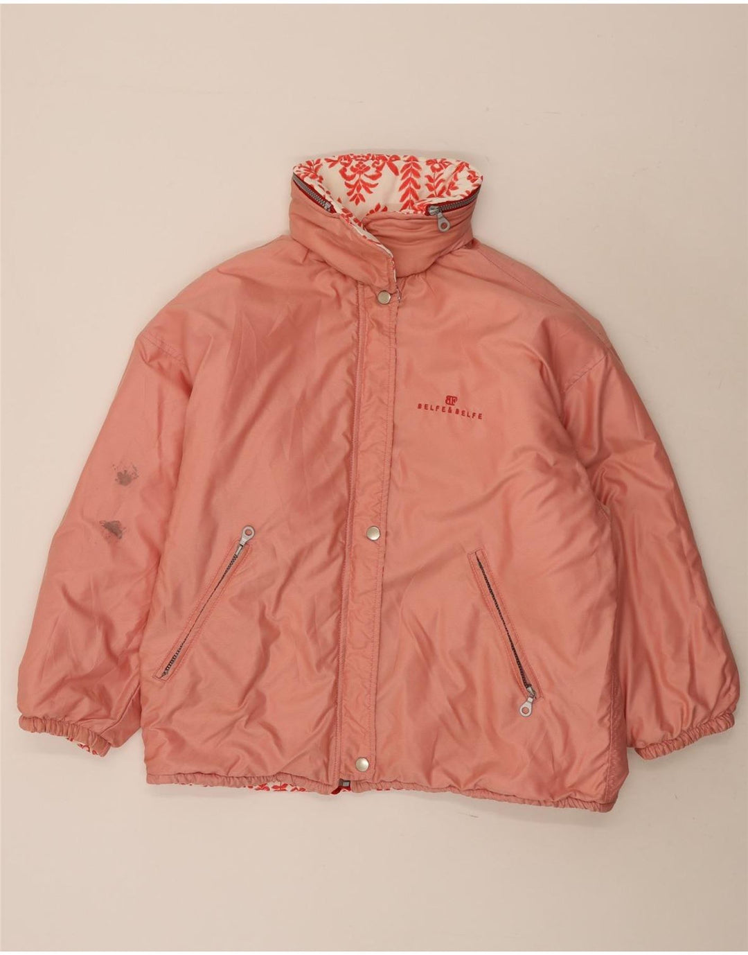 Belfe & Womens Oversized hættejakke vendbar IT 42 Medium Red Floral