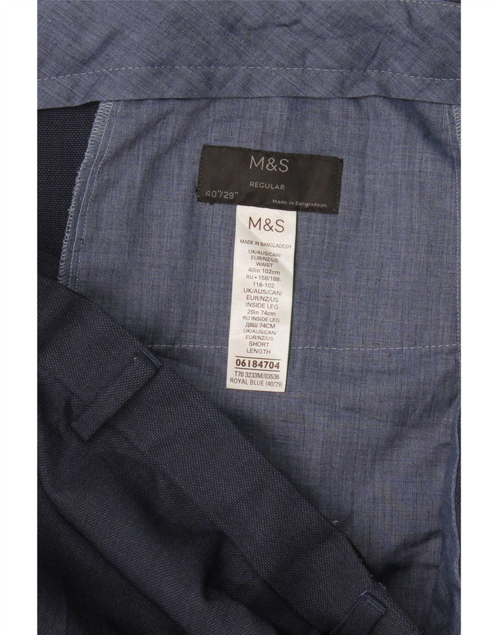 Marks & Spencer Straight Suit bukser til mænd W40 L29 Marineblå polyester