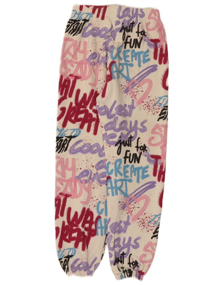 ZARA Piger grafisk træningsdragt Bukser Joggers 13-14 år Off White Bomuld